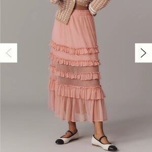 Anthropologie Pink Tiered Maxi Skirt New With Tags